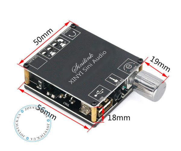 Підсилювач звуку двоканальний C50L 50x2 Ват D-клас - підтримка Bluetooth AUX USB Колір Чорний